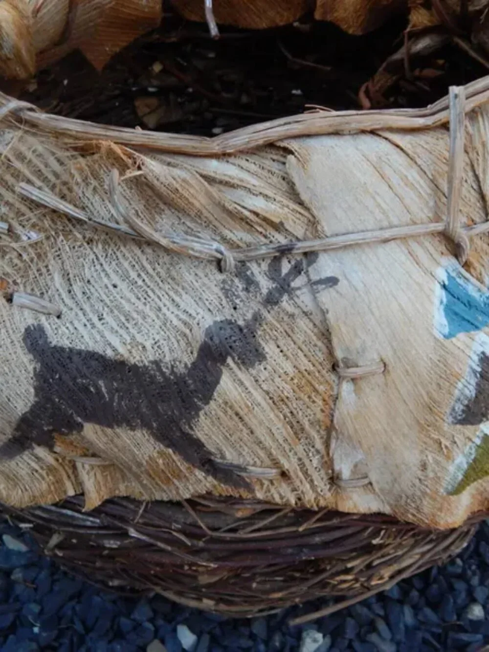 Vintage Coconut Husk & Twig Native American Style Southwestern Basket *****